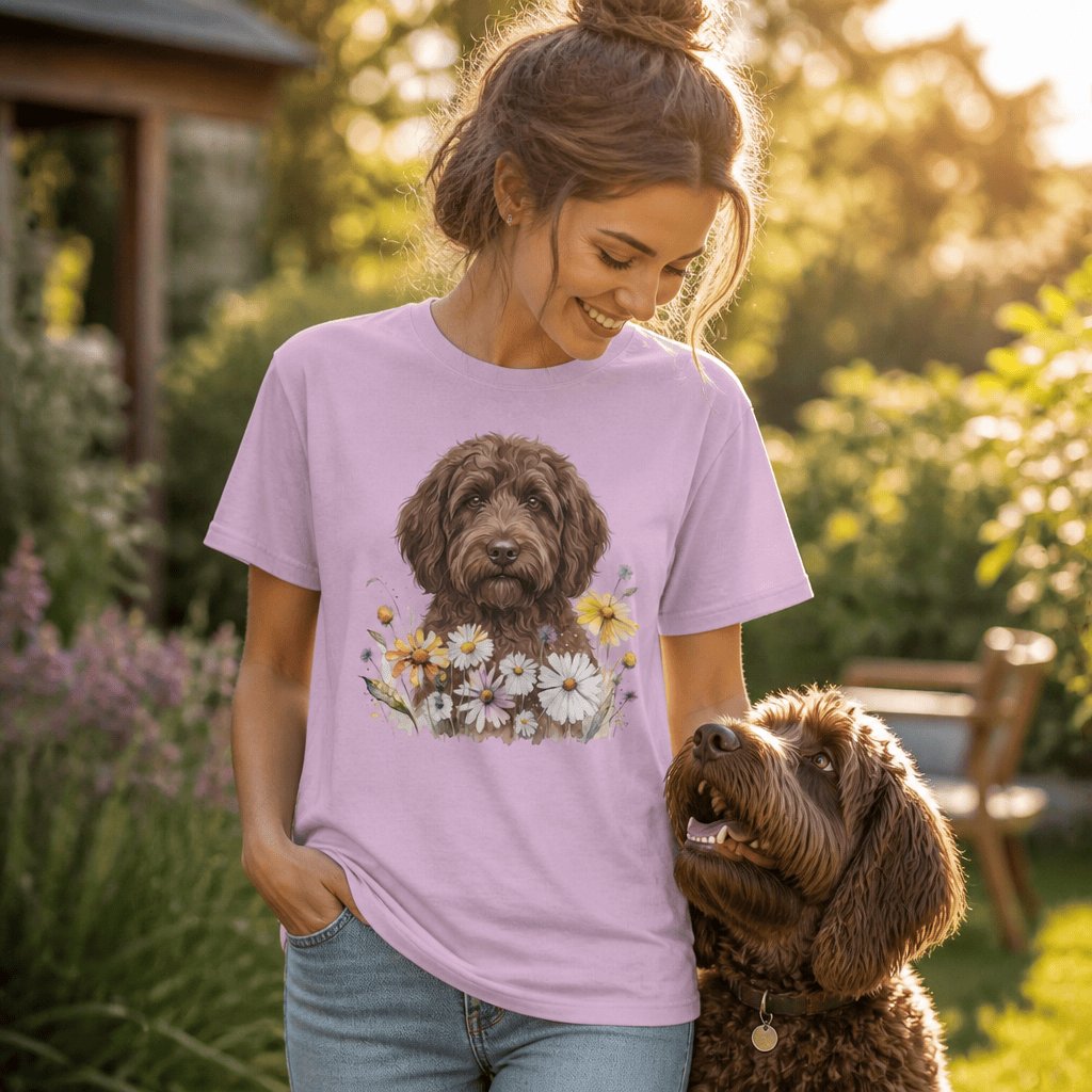 Chocolate Goldendoodle Daisy Signature T-Shirt in by Puppy Jo