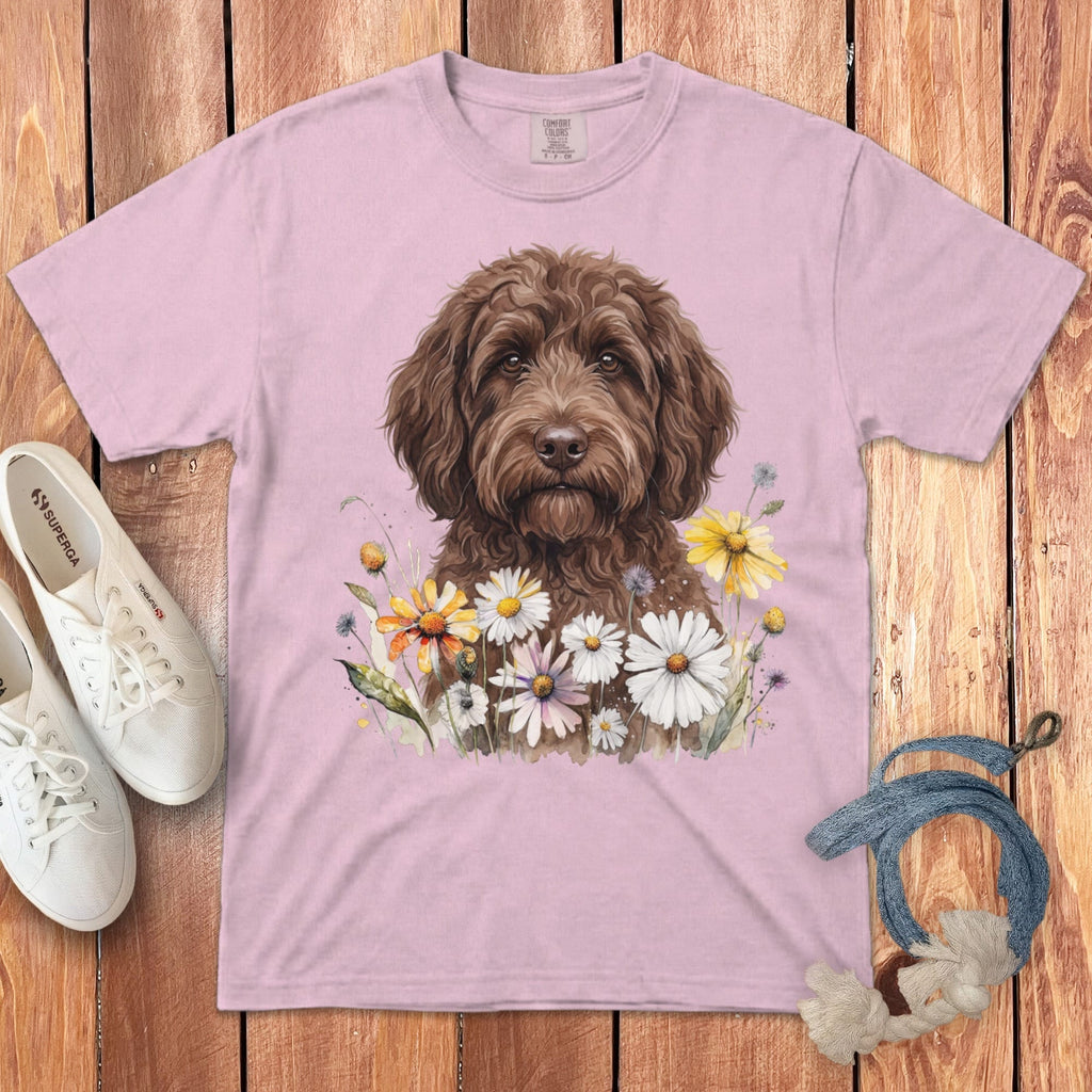 Chocolate Goldendoodle Daisy T-Shirt in Blossom / S by Puppy Jo