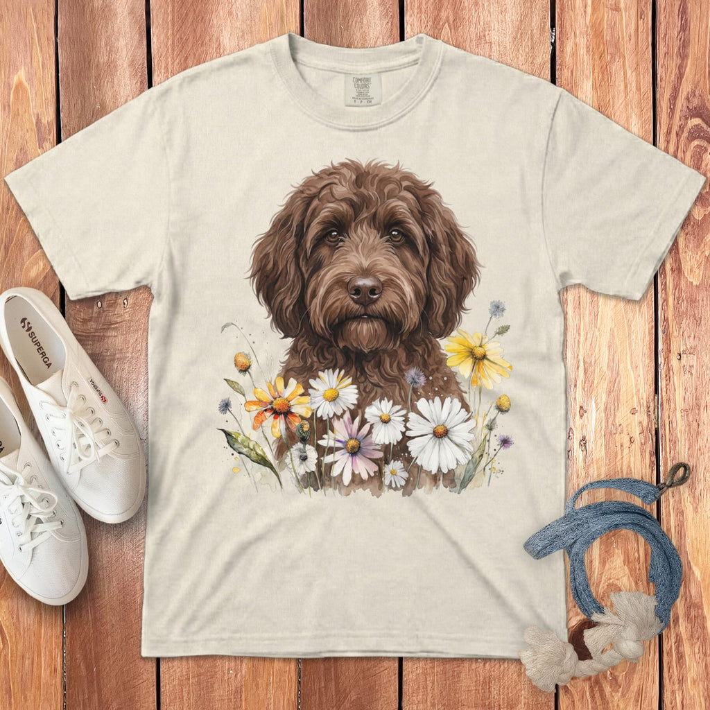Chocolate Goldendoodle Daisy T-Shirt in Ivory / S by Puppy Jo