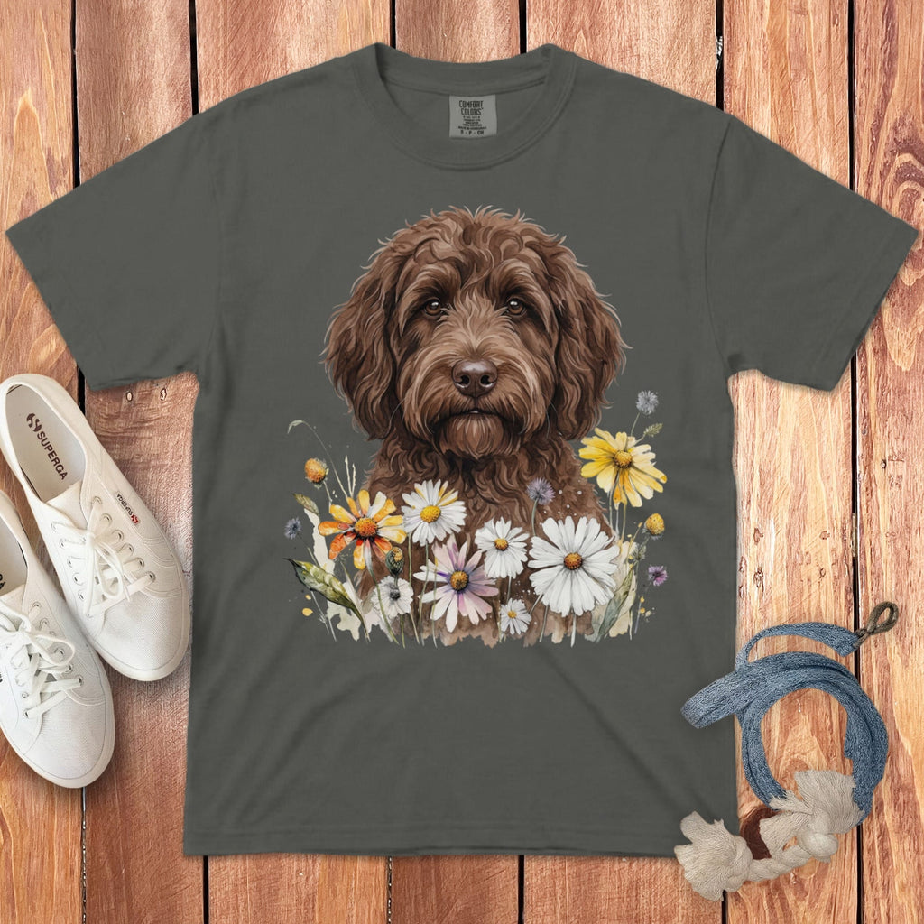 Chocolate Goldendoodle Daisy T-Shirt in Pepper / S by Puppy Jo