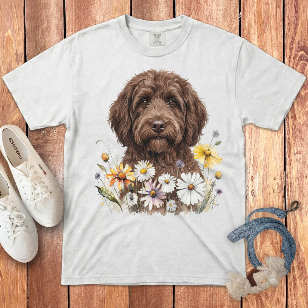 Chocolate Goldendoodle Daisy T-Shirt in White / S by Puppy Jo