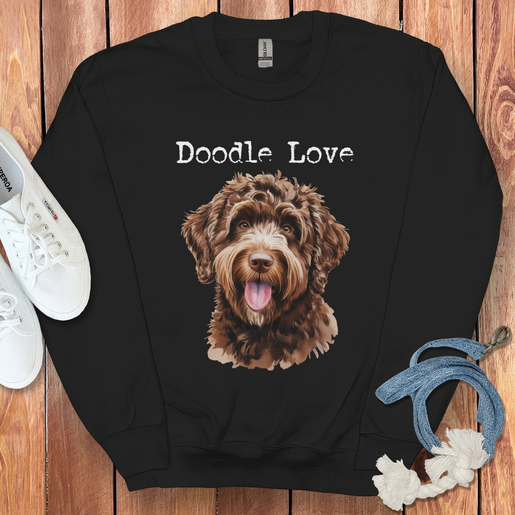 Chocolate Goldendoodle Doodle Love Sweatshirt in Black / S by Puppy Jo