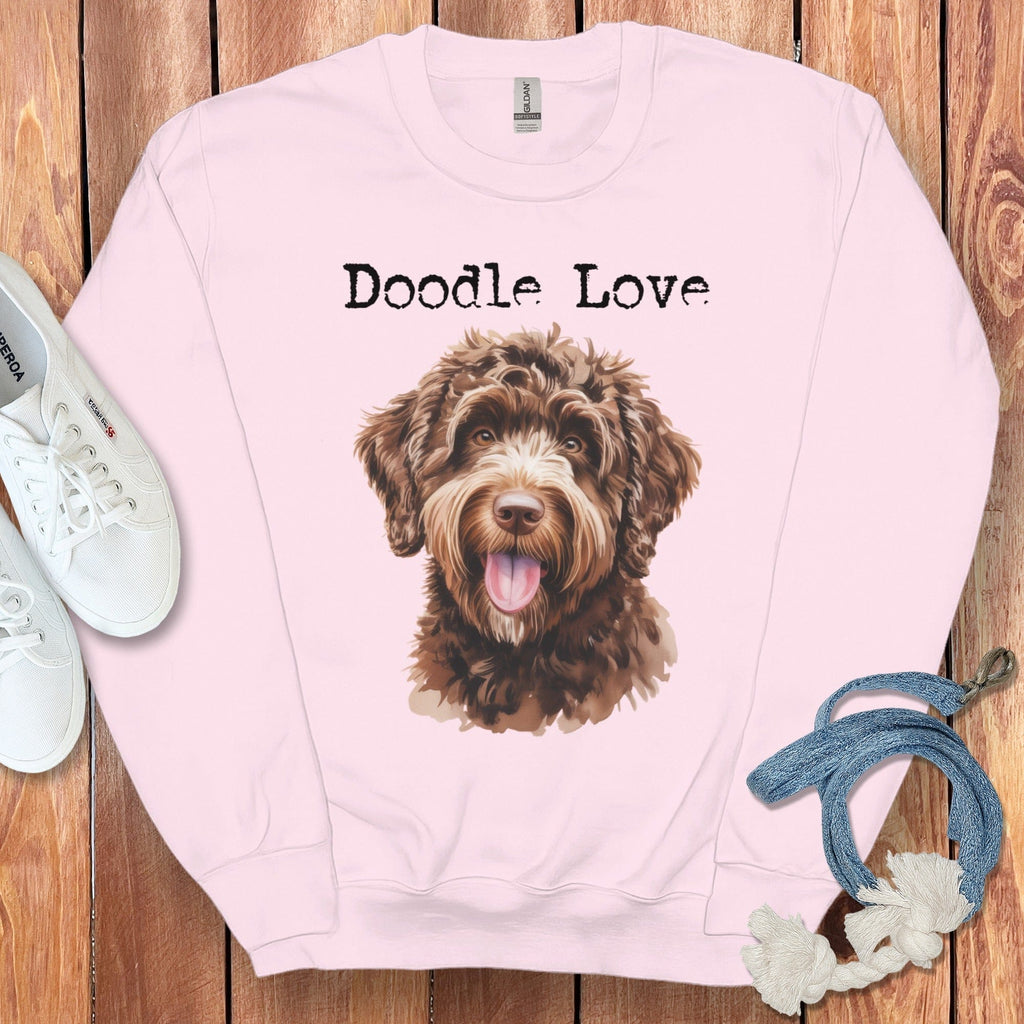 Chocolate Goldendoodle Doodle Love Sweatshirt in Light Pink / S by Puppy Jo