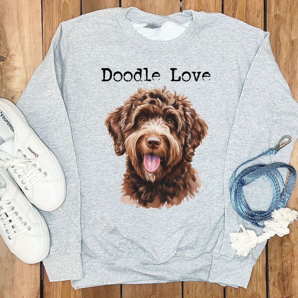 Chocolate Goldendoodle Doodle Love Sweatshirt in Sport Grey / S by Puppy Jo