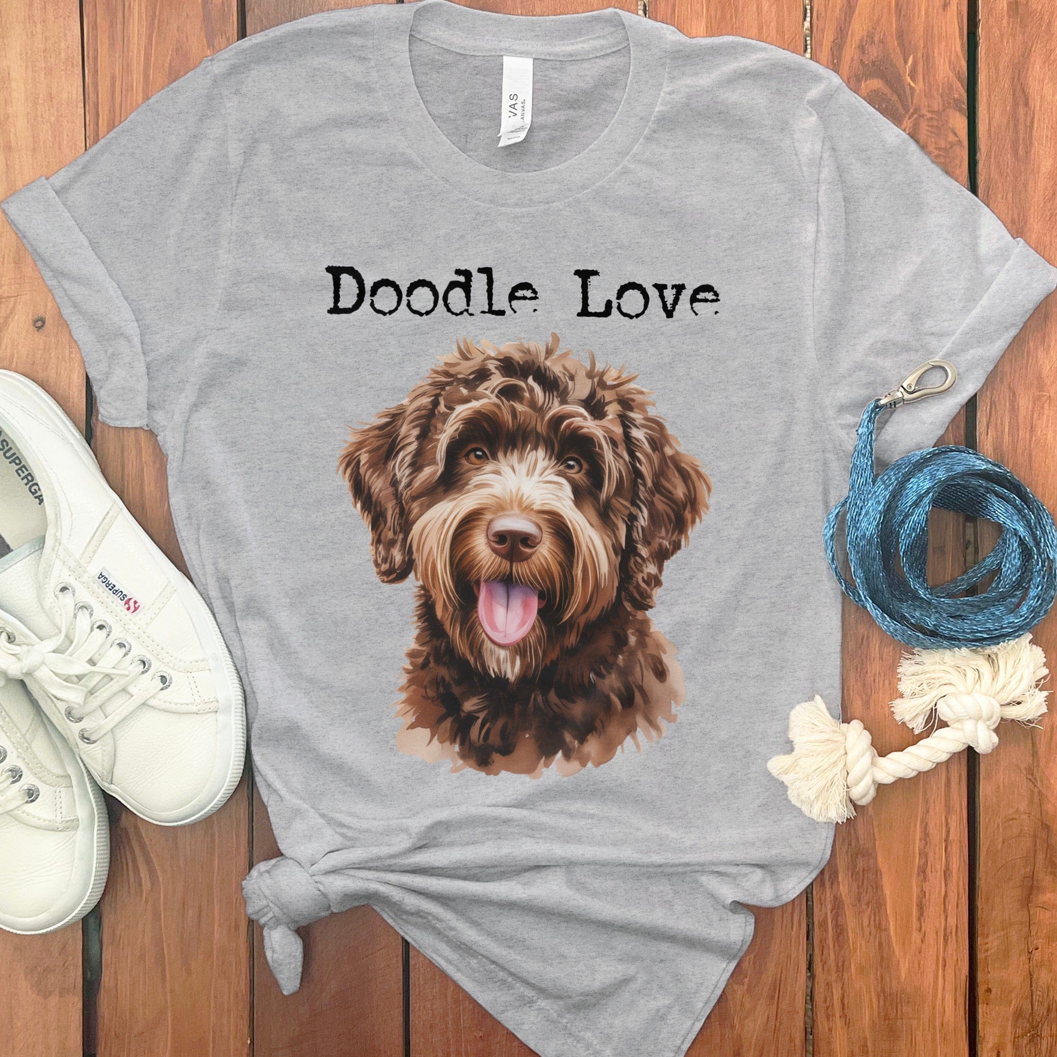 Chocolate Goldendoodle Doodle Love T-Shirt in Athletic Heather / S by Puppy Jo