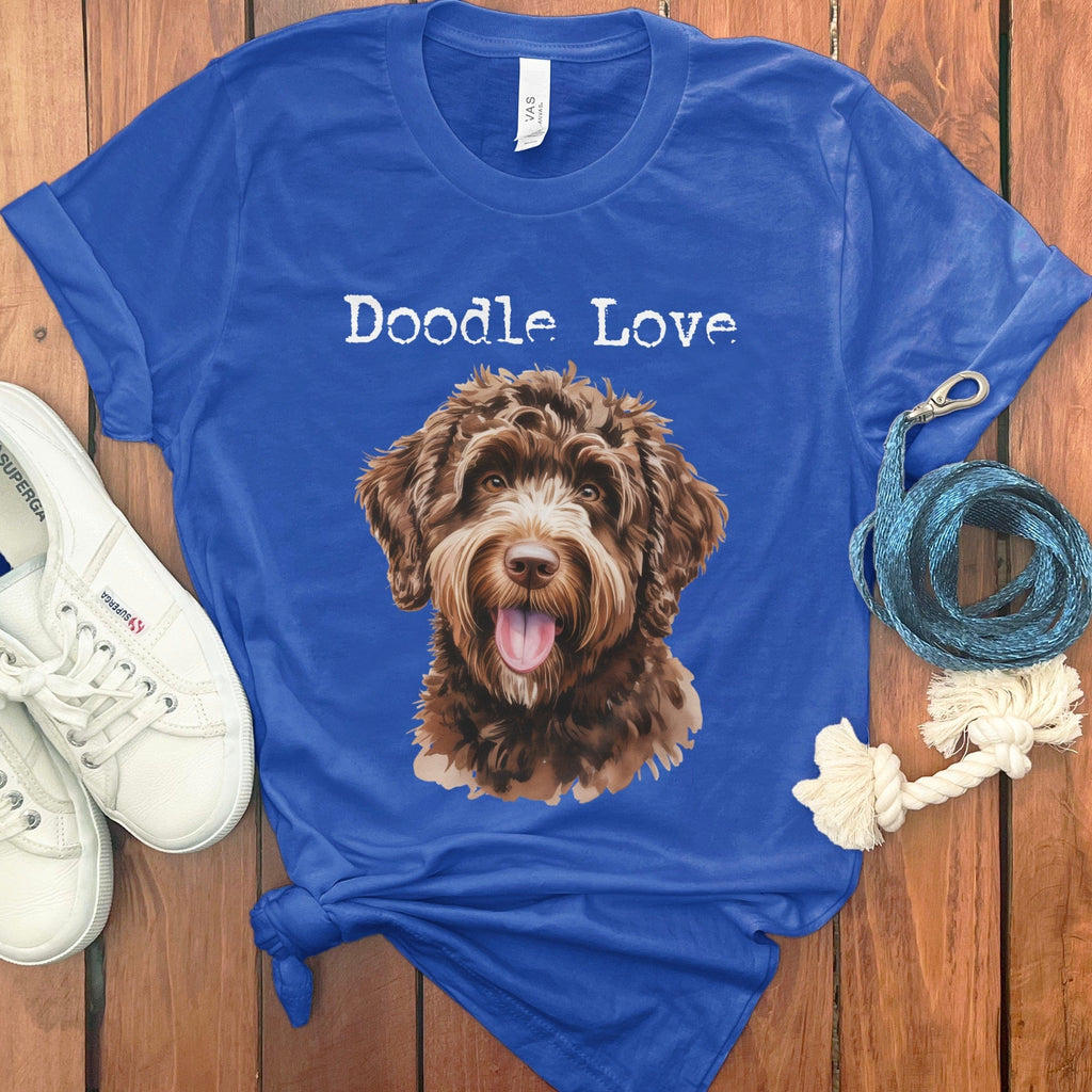 Chocolate Goldendoodle Doodle Love T-Shirt in True Royal / S by Puppy Jo
