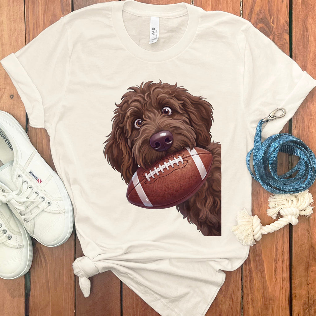 Chocolate Goldendoodle Football T-Shirt in S / Natural by Puppy Jo