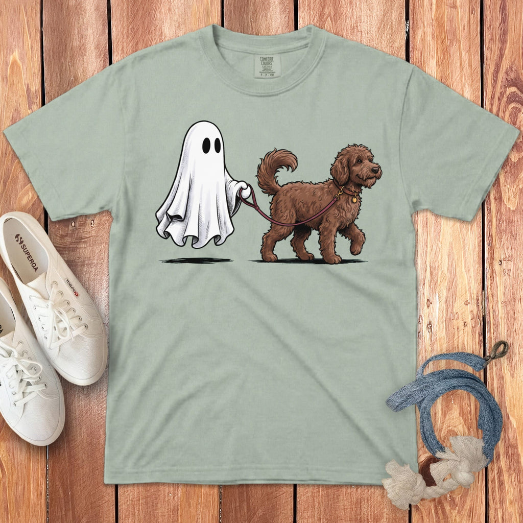 Chocolate Goldendoodle Ghost Walk Signature T-Shirt in Bay / S by Puppy Jo