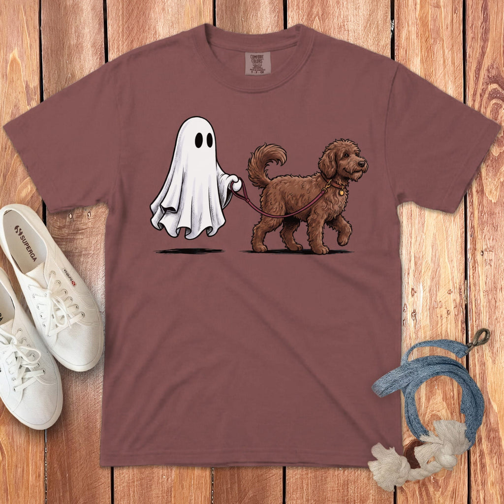 Chocolate Goldendoodle Ghost Walk Signature T-Shirt in Brick / S by Puppy Jo