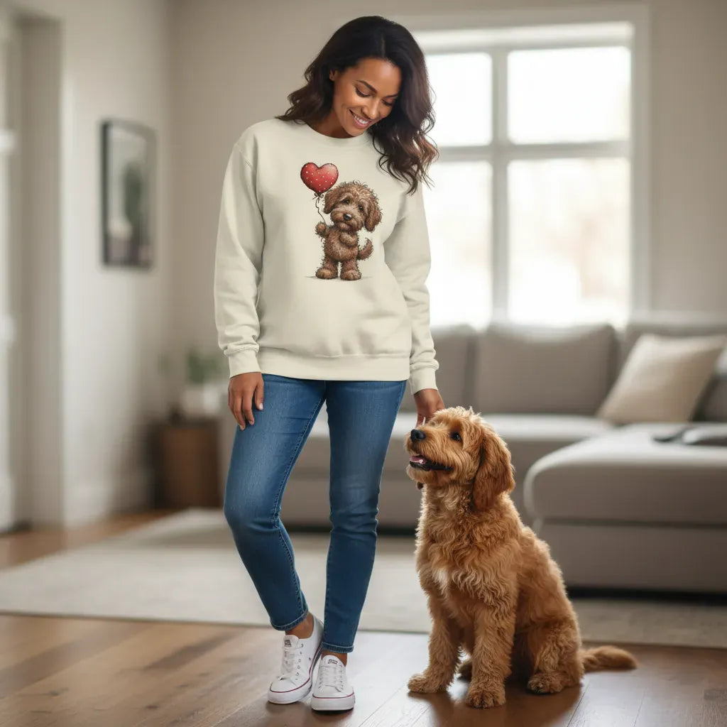 Chocolate Goldendoodle Heart Sweatshirt in by Puppy Jo