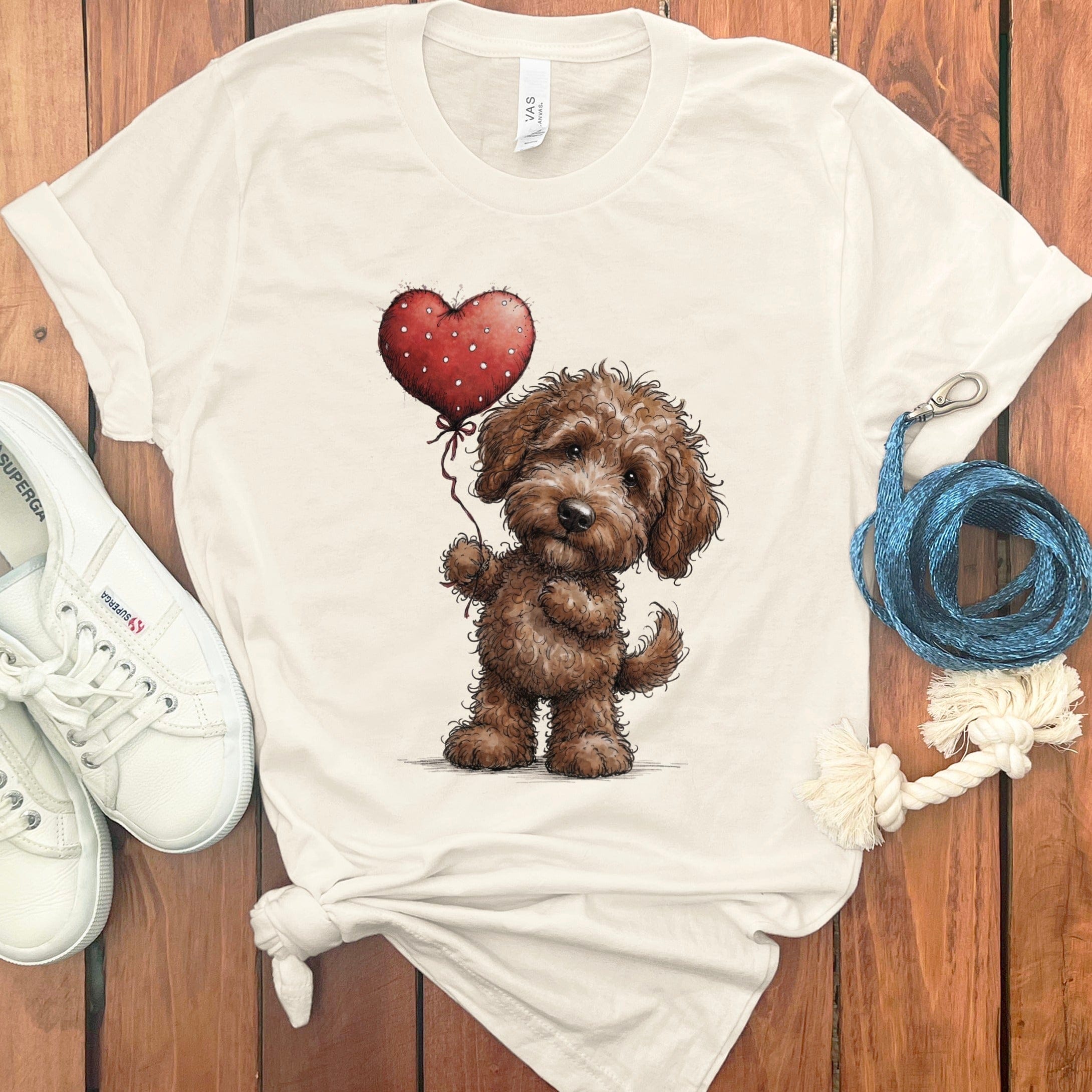 Chocolate Goldendoodle Heart T-Shirt in Natural / S by Puppy Jo