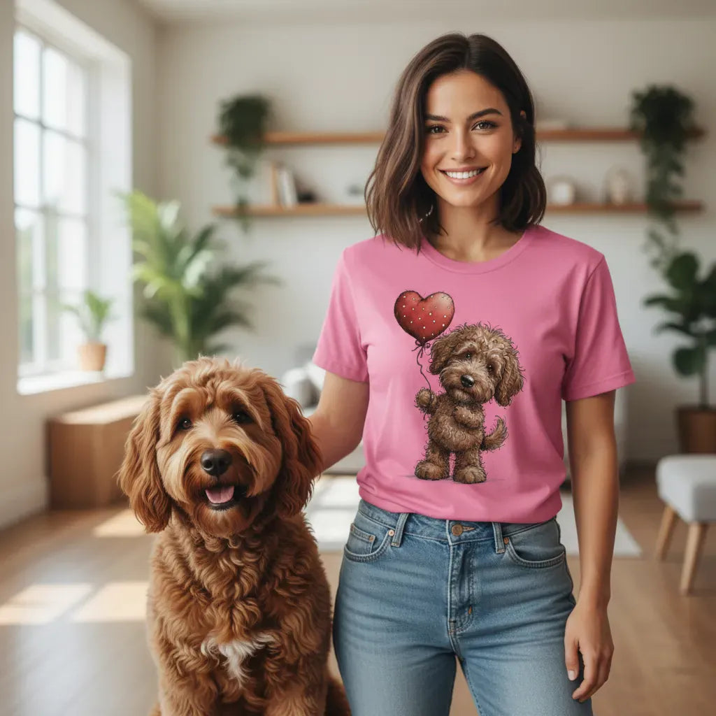 Chocolate Goldendoodle Heart T-Shirt in by Puppy Jo