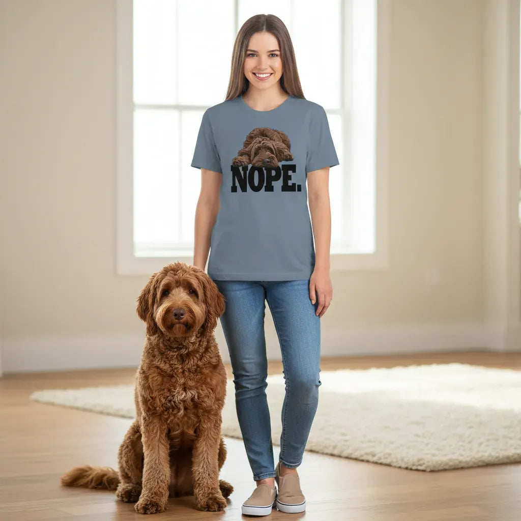 Chocolate Goldendoodle Labradoodle Nope Signature T-Shirt in by Puppy Jo