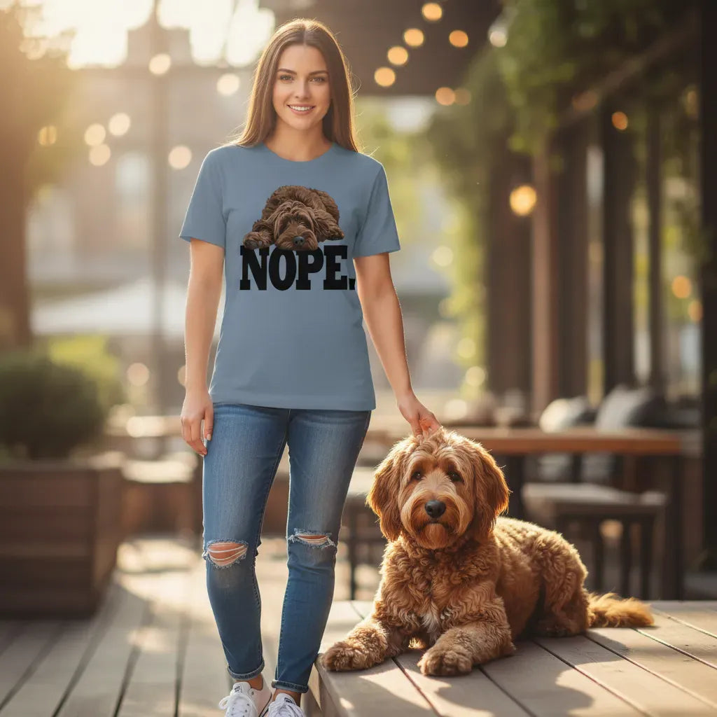 Chocolate Goldendoodle Labradoodle Nope Signature T-Shirt in by Puppy Jo