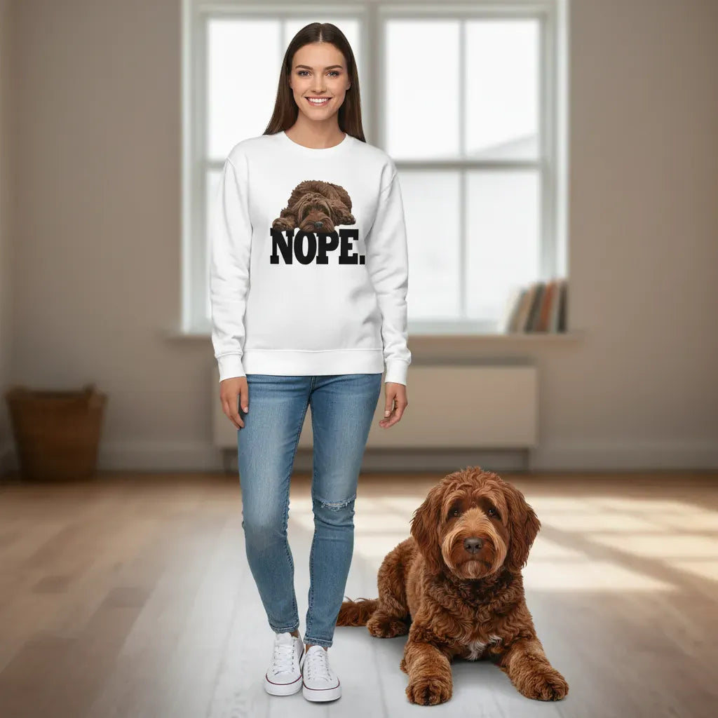 Chocolate Goldendoodle Labradoodle Nope Sweatshirt in by Puppy Jo