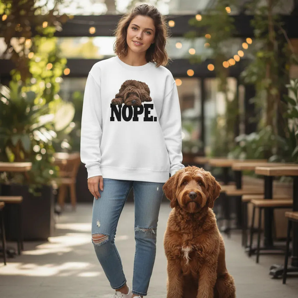 Chocolate Goldendoodle Labradoodle Nope Sweatshirt in by Puppy Jo