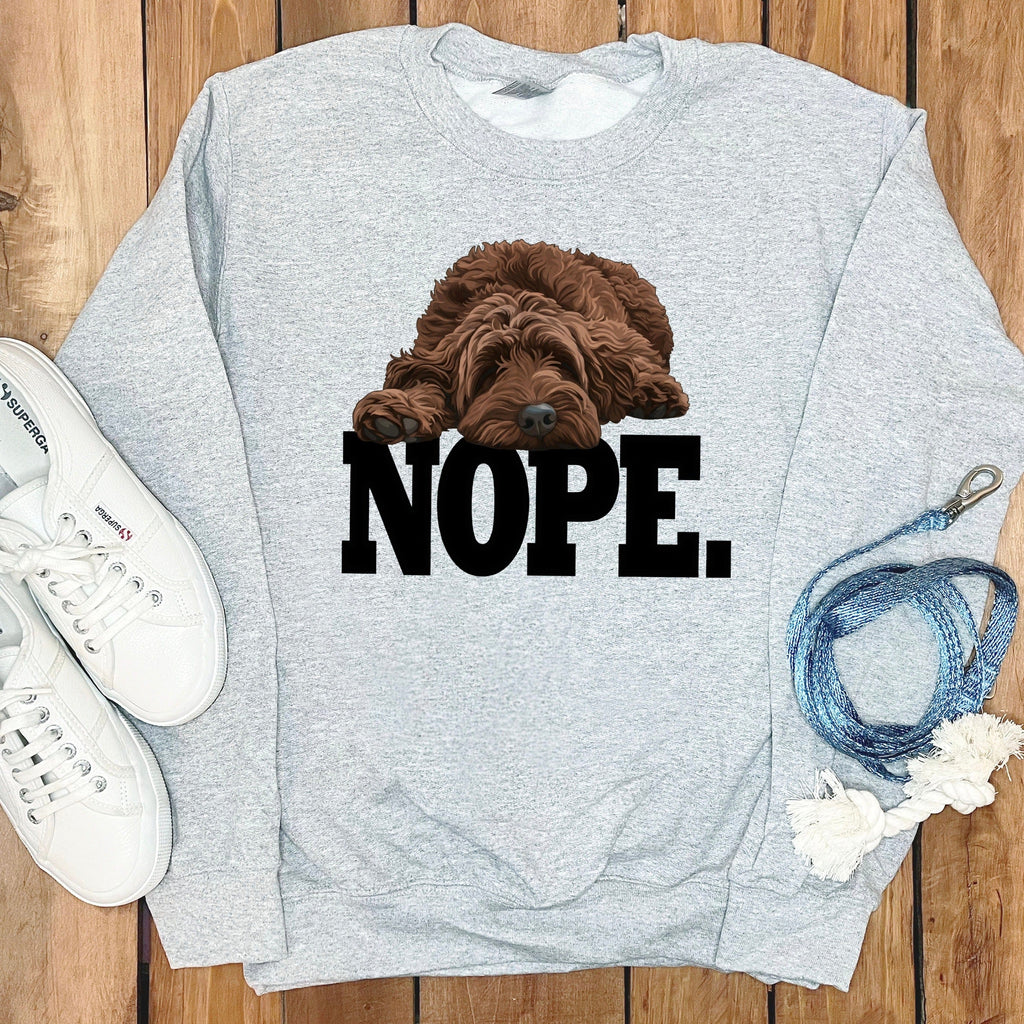 Chocolate Goldendoodle Labradoodle Nope Sweatshirt in Sport Grey / S by Puppy Jo