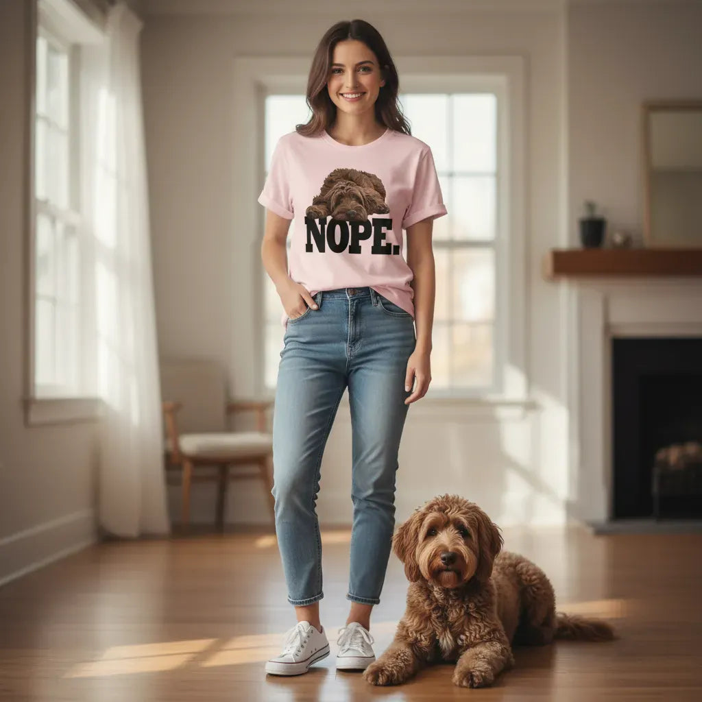 Chocolate Goldendoodle Labradoodle Nope T-Shirt in by Puppy Jo