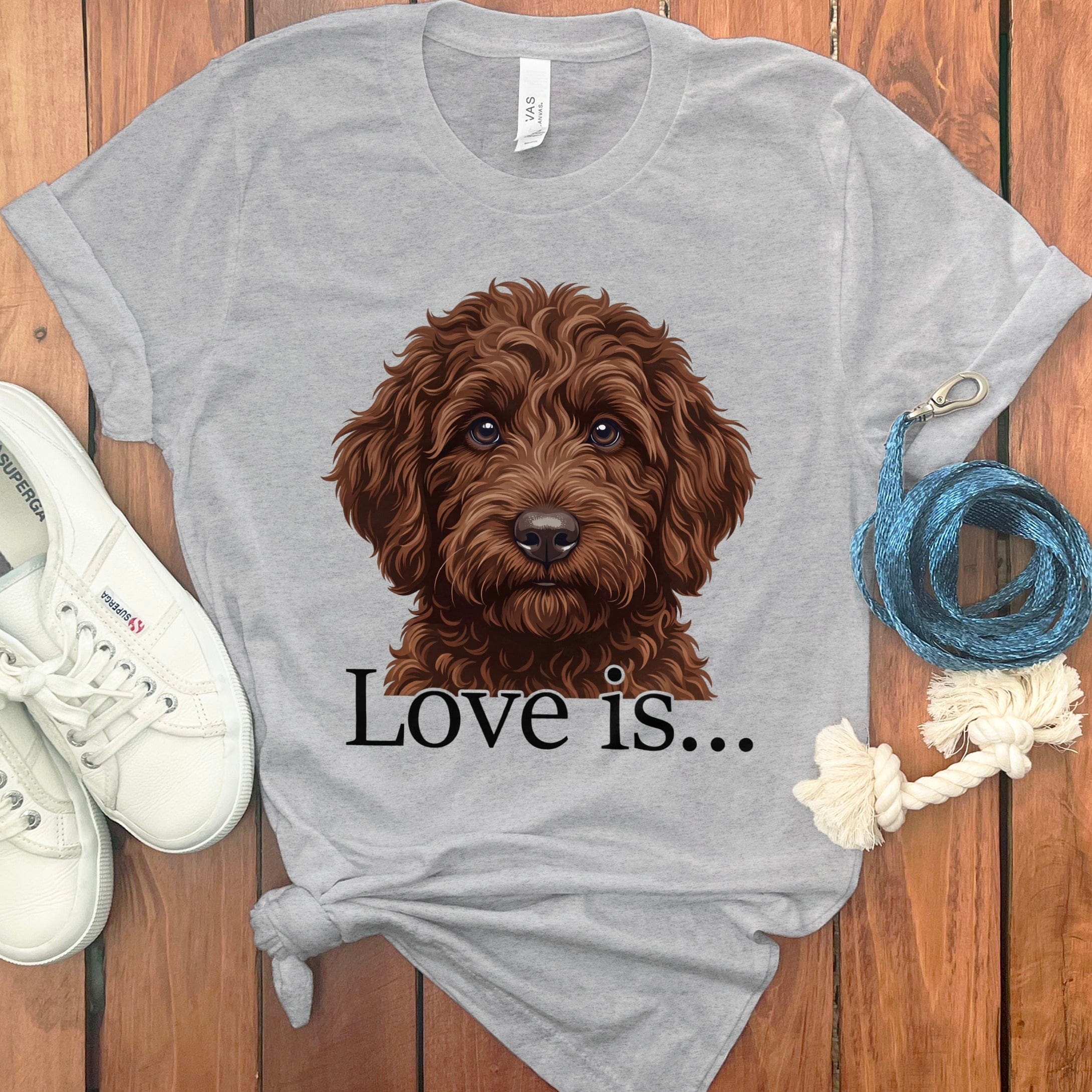 Chocolate Goldendoodle Love T-Shirt in Athletic Heather / M by Puppy Jo