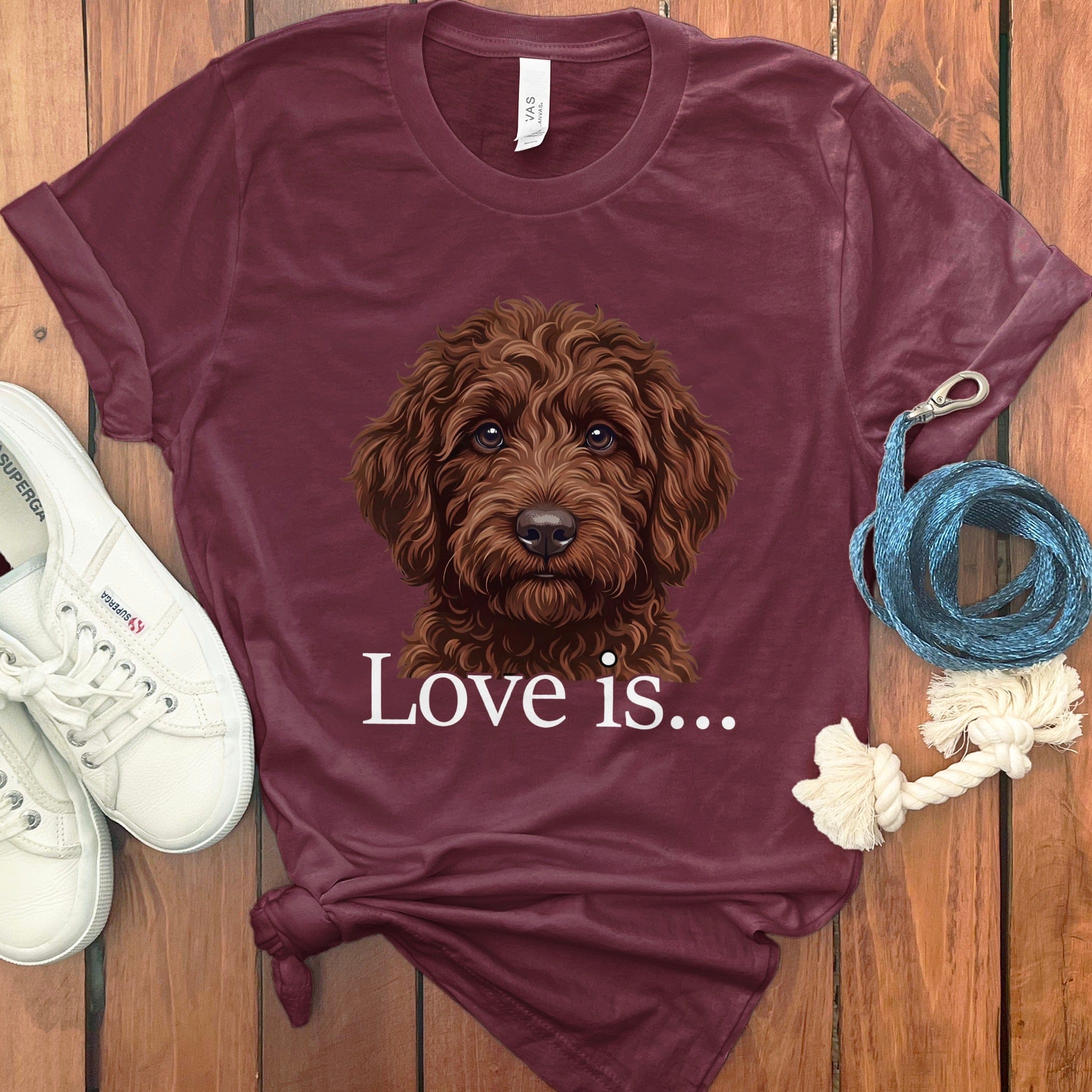 Chocolate Goldendoodle Love T-Shirt in Maroon / M by Puppy Jo