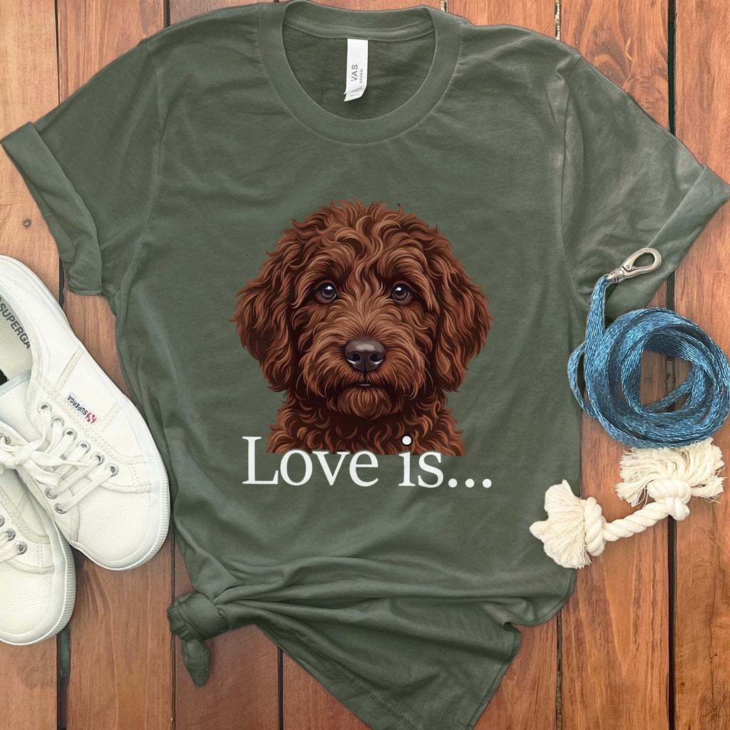 Chocolate Goldendoodle Love T-Shirt in Military Green / M by Puppy Jo