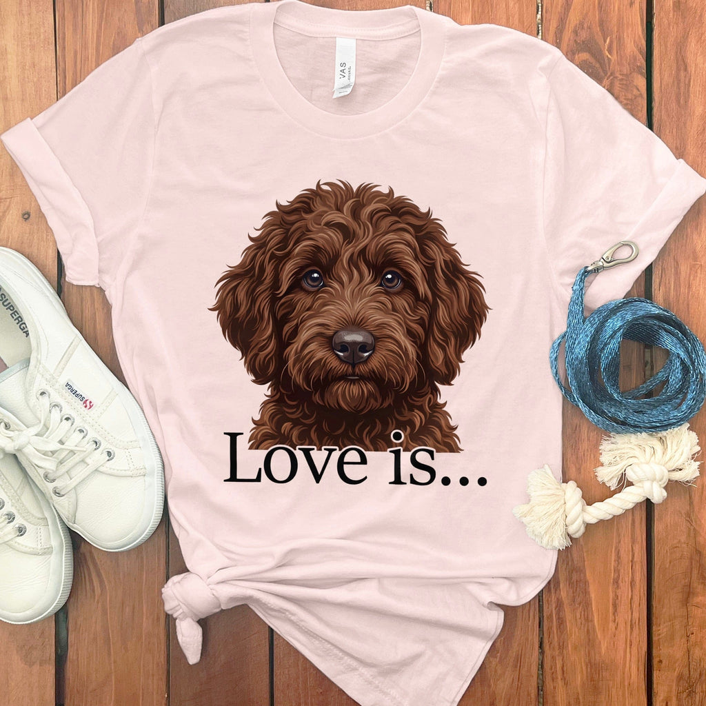 Chocolate Goldendoodle Love T-Shirt in Soft Pink / M by Puppy Jo