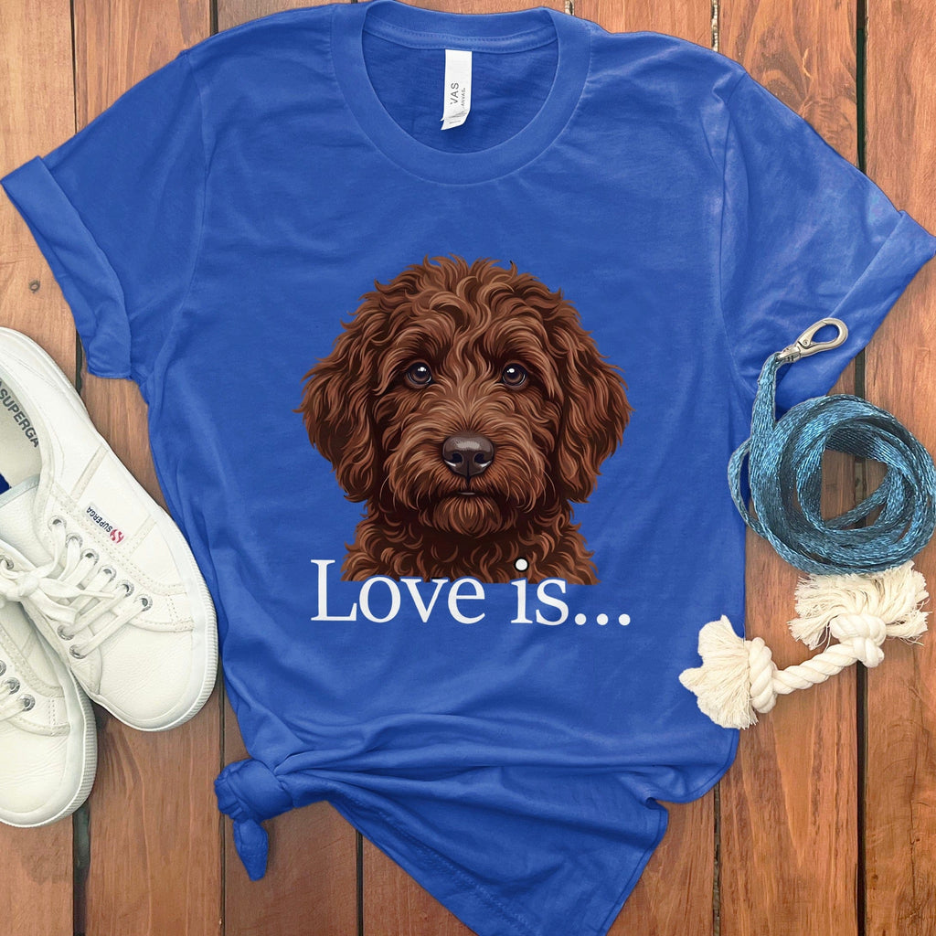 Chocolate Goldendoodle Love T-Shirt in True Royal / M by Puppy Jo