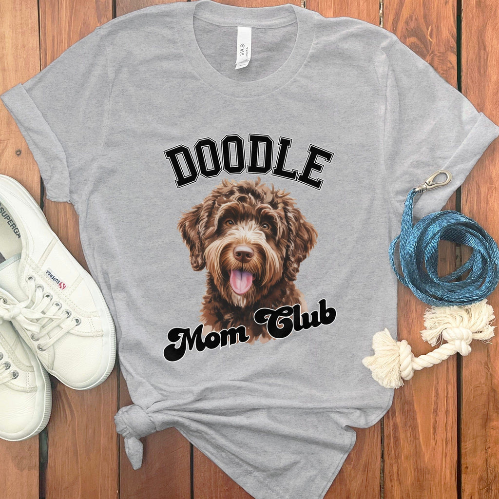 Chocolate Goldendoodle Mom Club T-Shirt in Athletic Heather / S by Puppy Jo