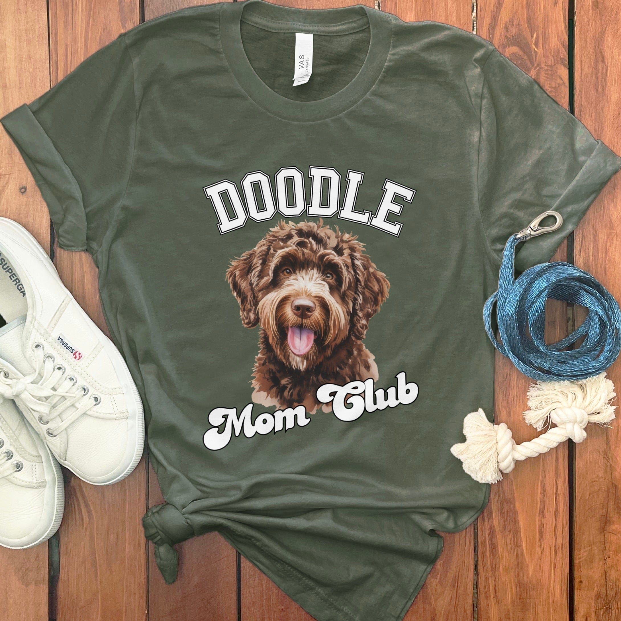 Chocolate Goldendoodle Mom Club T-Shirt in Military Green / S by Puppy Jo