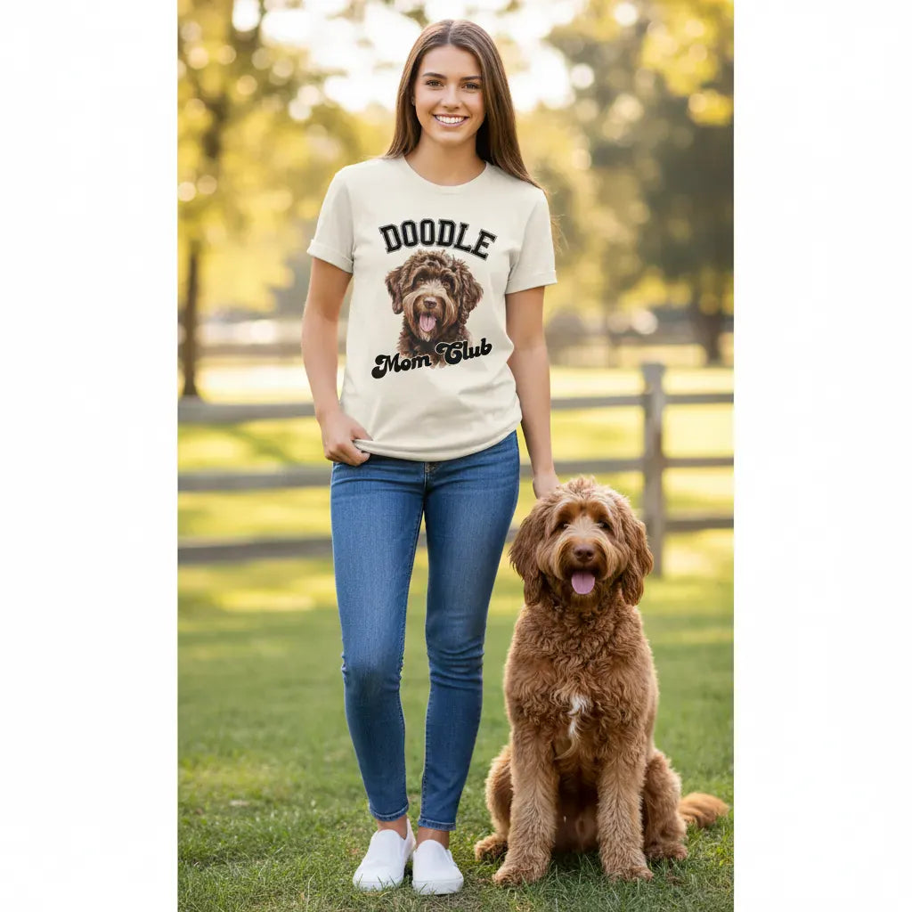 Chocolate Goldendoodle Mom Club T-Shirt in by Puppy Jo