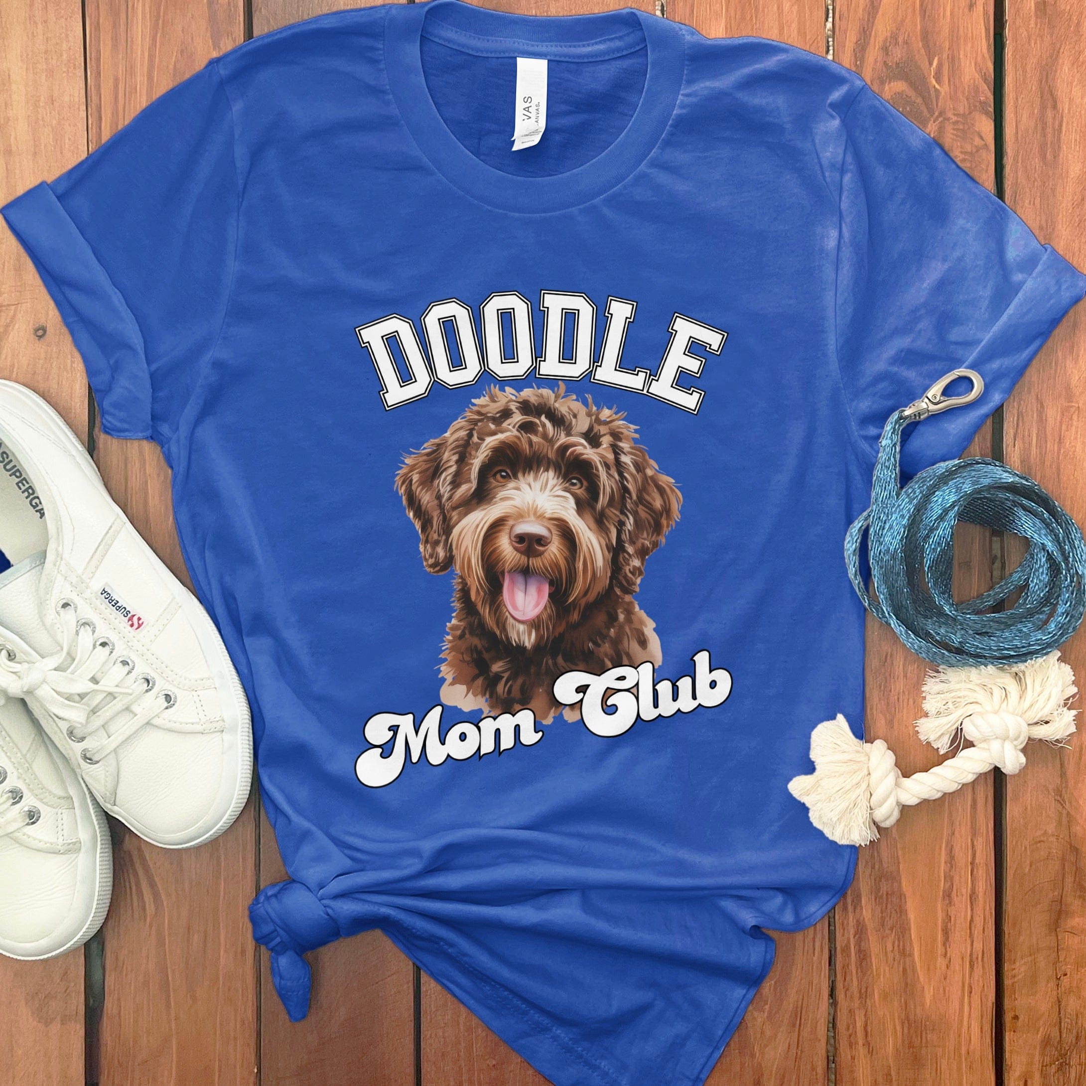 Chocolate Goldendoodle Mom Club T-Shirt in True Royal / S by Puppy Jo