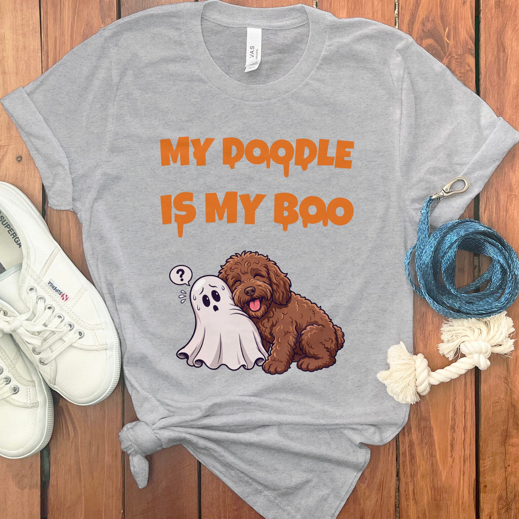 Chocolate Goldendoodle My Boo T-Shirt in Athletic Heather / S by Puppy Jo