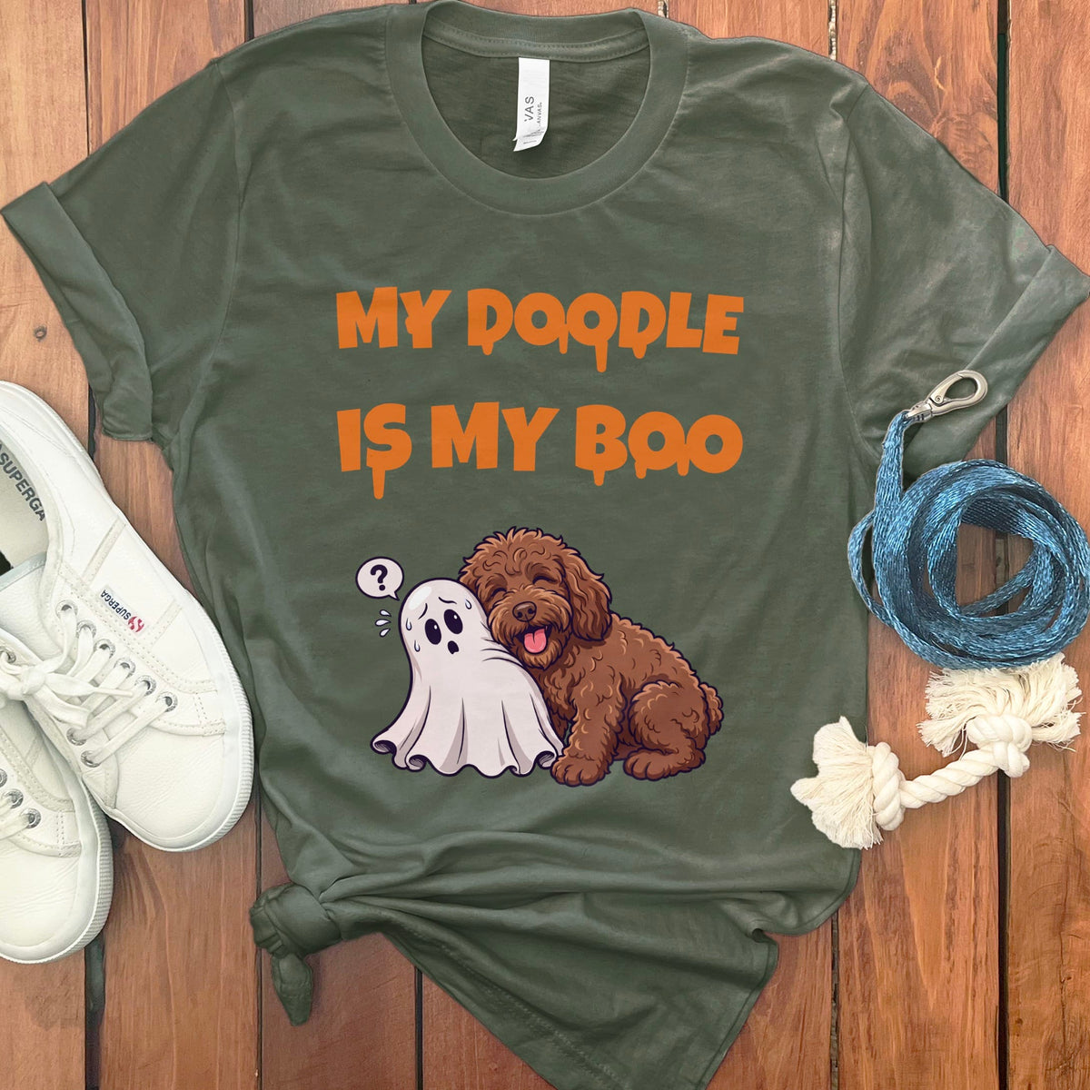 Chocolate Goldendoodle My Boo T-Shirt in Military Green / S by Puppy Jo