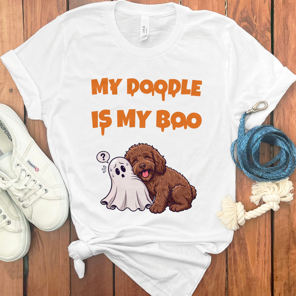 Chocolate Goldendoodle My Boo T-Shirt in White / S by Puppy Jo