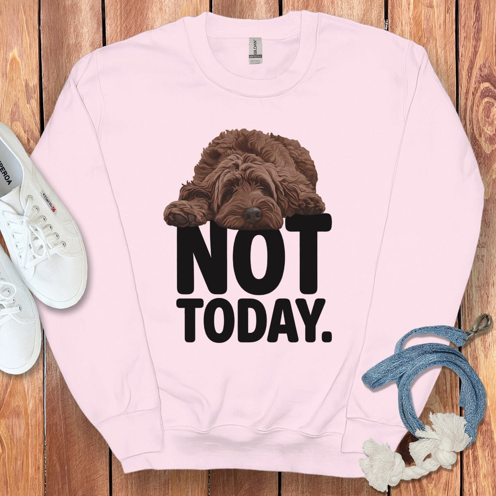Chocolate Goldendoodle Not Today Sweatshirt in Light Pink / S by Puppy Jo
