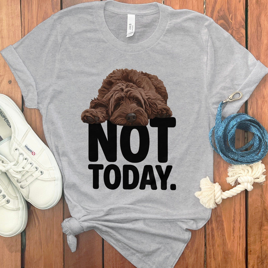 Chocolate Goldendoodle Not Today T-Shirt in Athletic Heather / S by Puppy Jo
