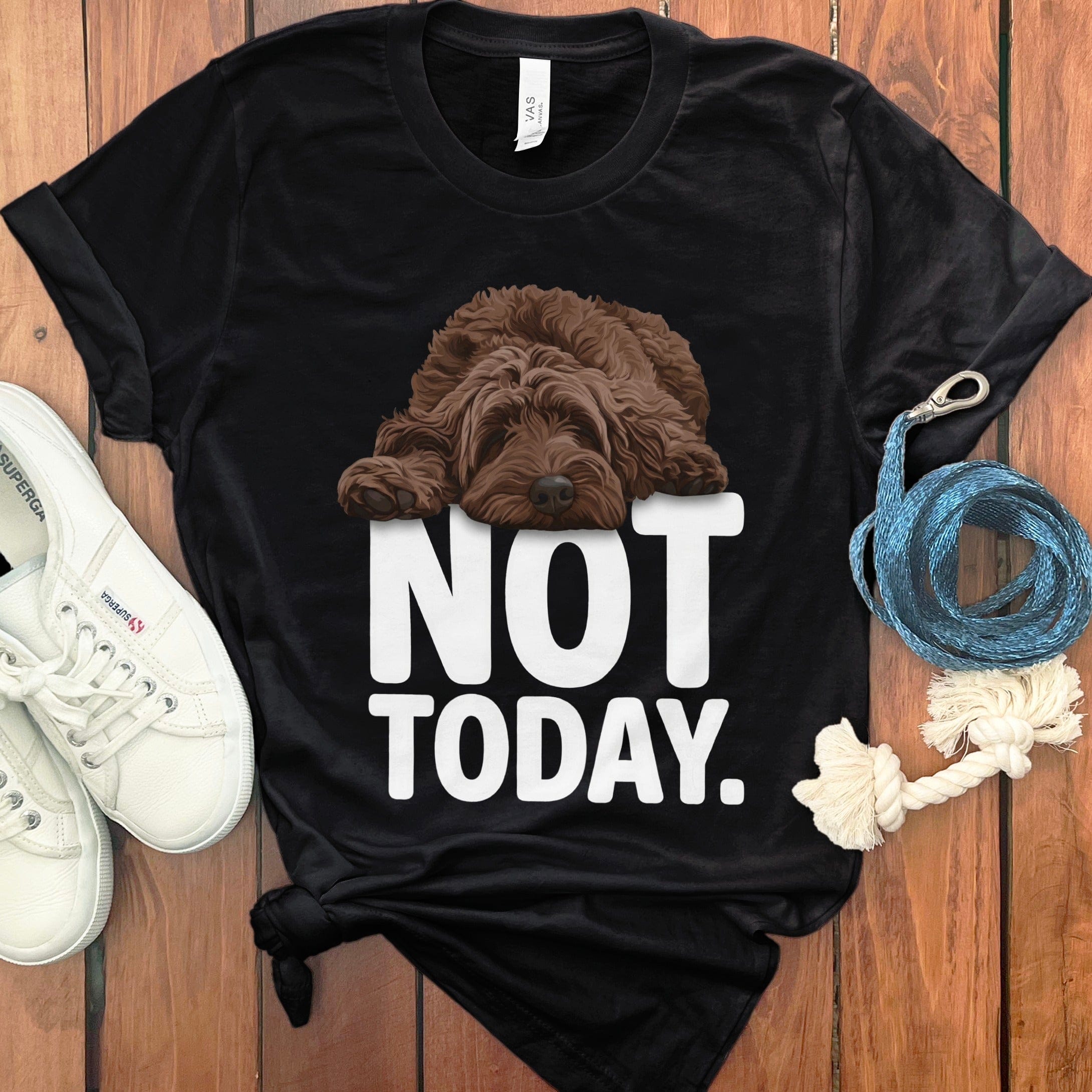 Chocolate Goldendoodle Not Today T-Shirt in Black / S by Puppy Jo