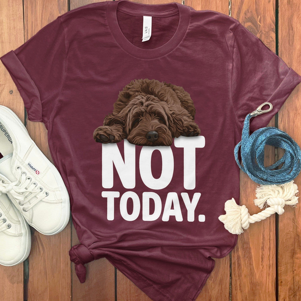 Chocolate Goldendoodle Not Today T-Shirt in Maroon / S by Puppy Jo