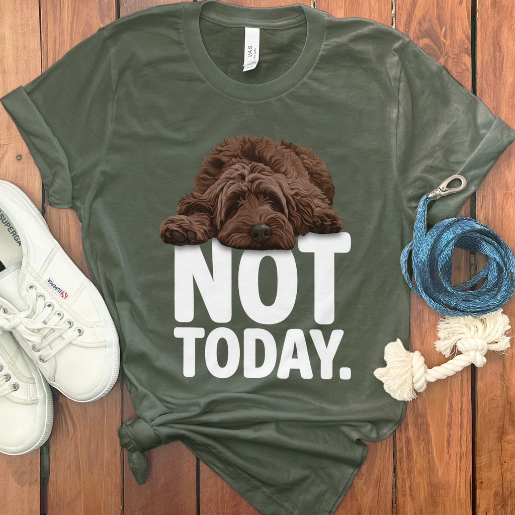 Chocolate Goldendoodle Not Today T-Shirt in Military Green / S by Puppy Jo
