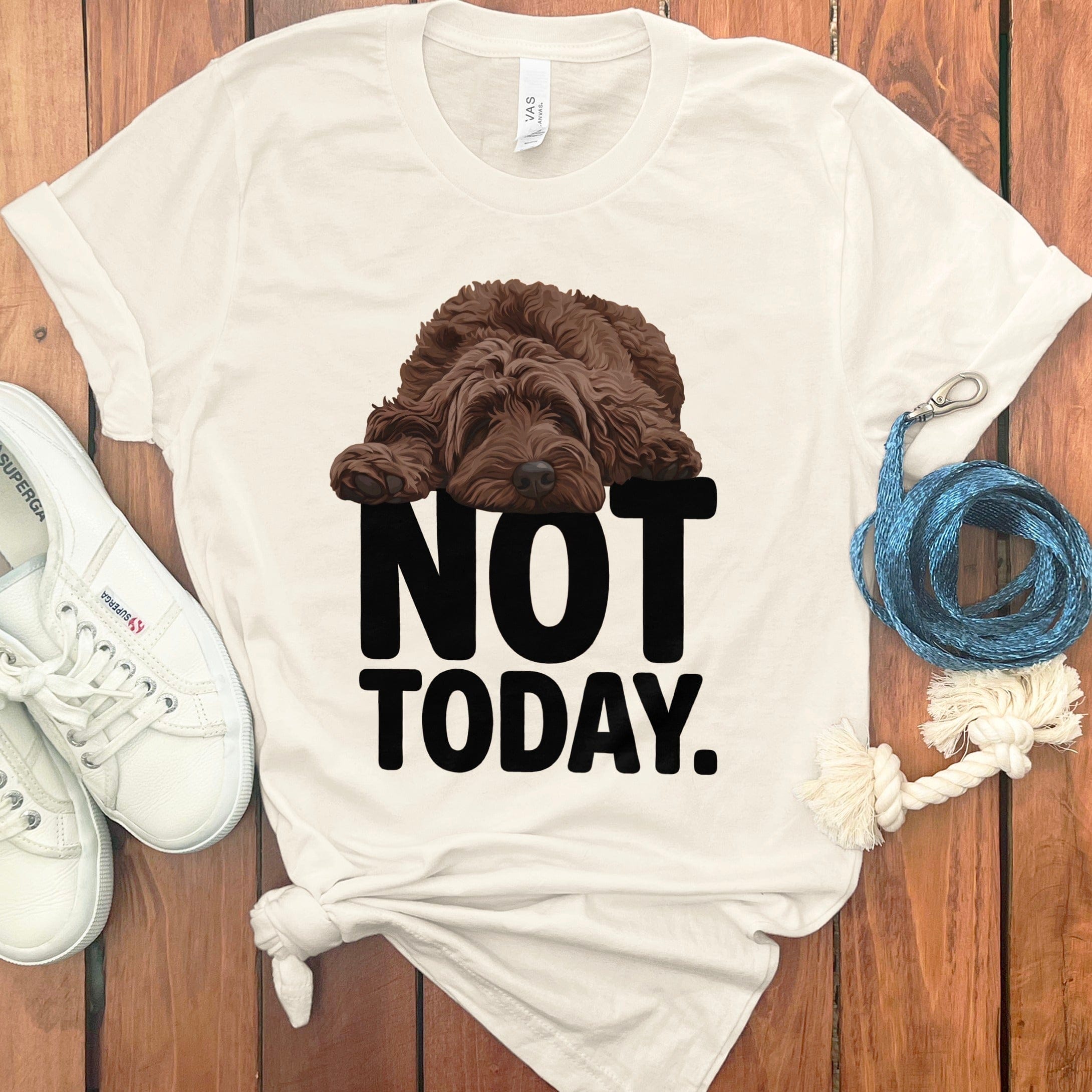 Chocolate Goldendoodle Not Today T-Shirt in Natural / S by Puppy Jo