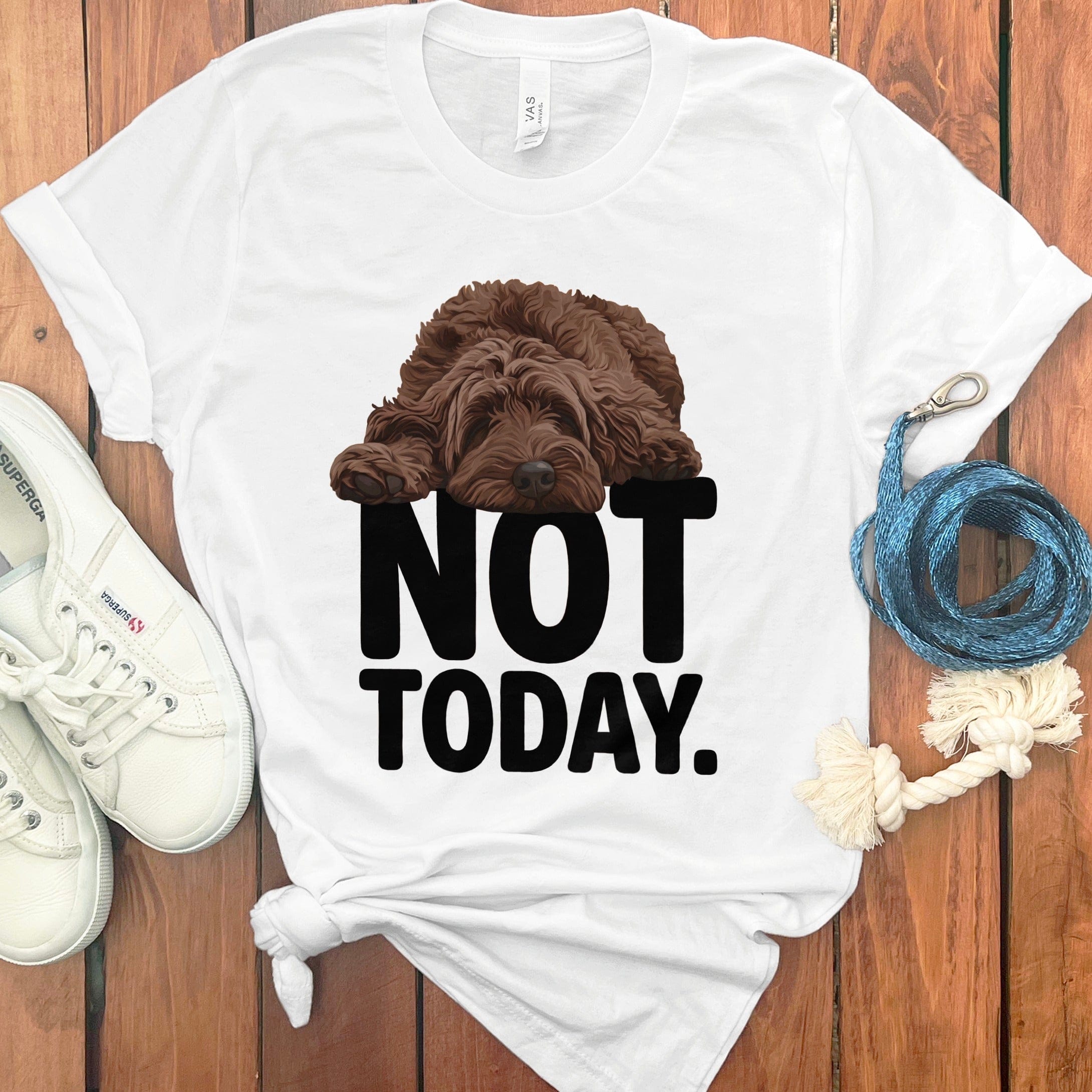 Chocolate Goldendoodle Not Today T-Shirt in White / S by Puppy Jo