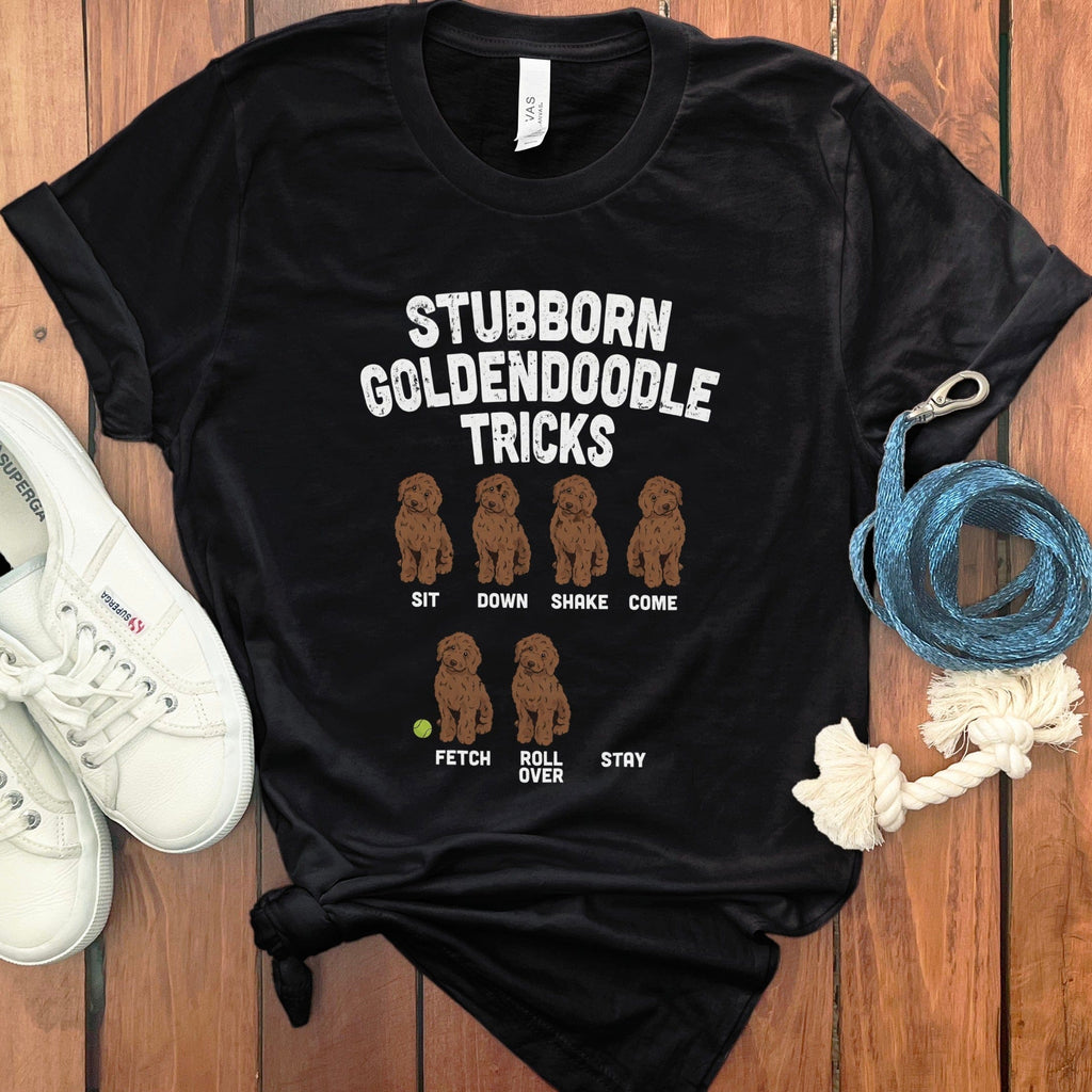 Chocolate Goldendoodle Stubborn T-Shirt in Black / S by Puppy Jo