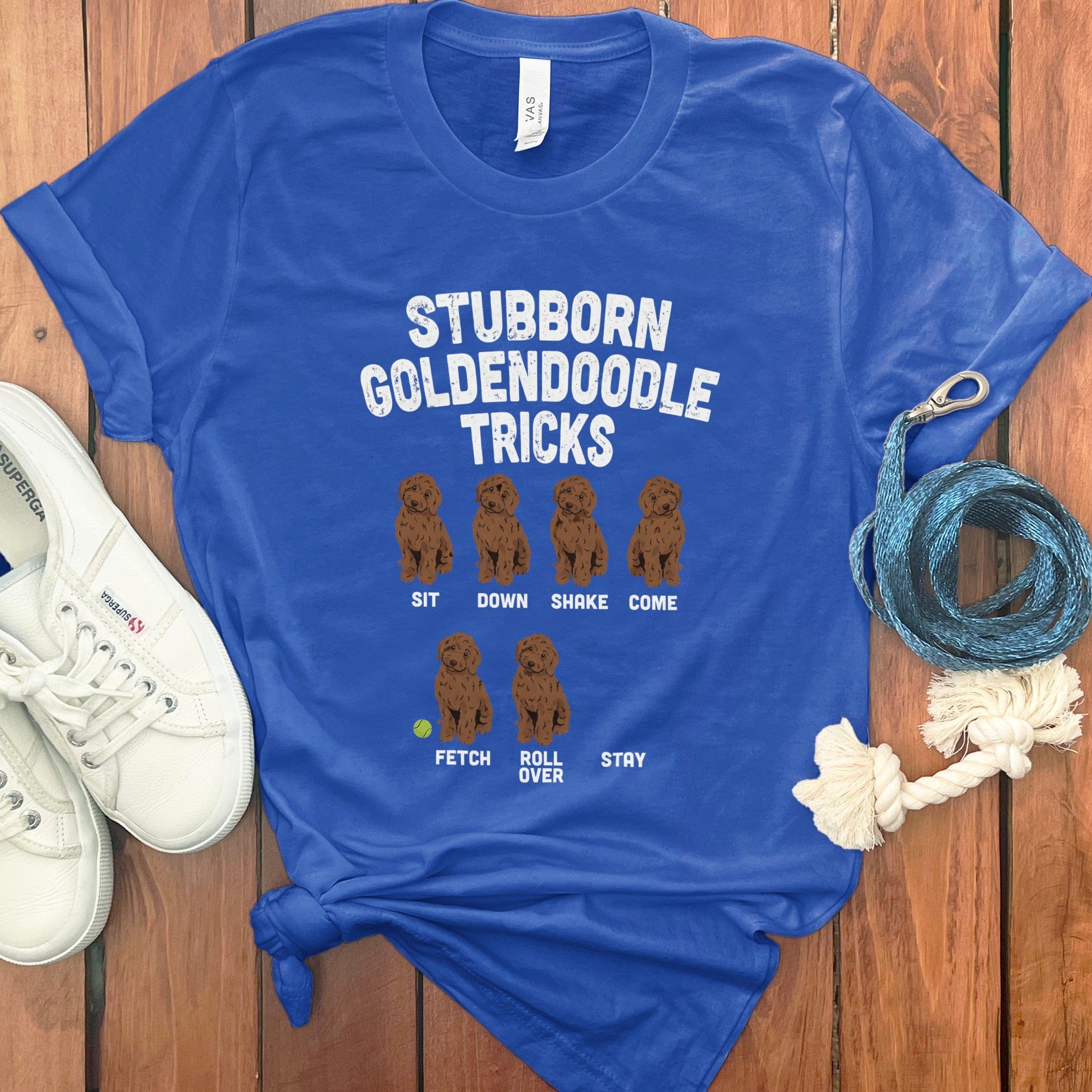 Chocolate Goldendoodle Stubborn T-Shirt in True Royal / S by Puppy Jo