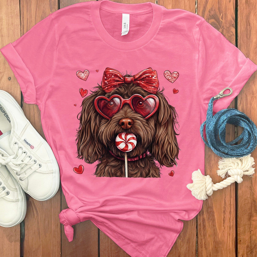 Chocolate Labradoodle Coquette T-Shirt in Charity Pink / S by Puppy Jo