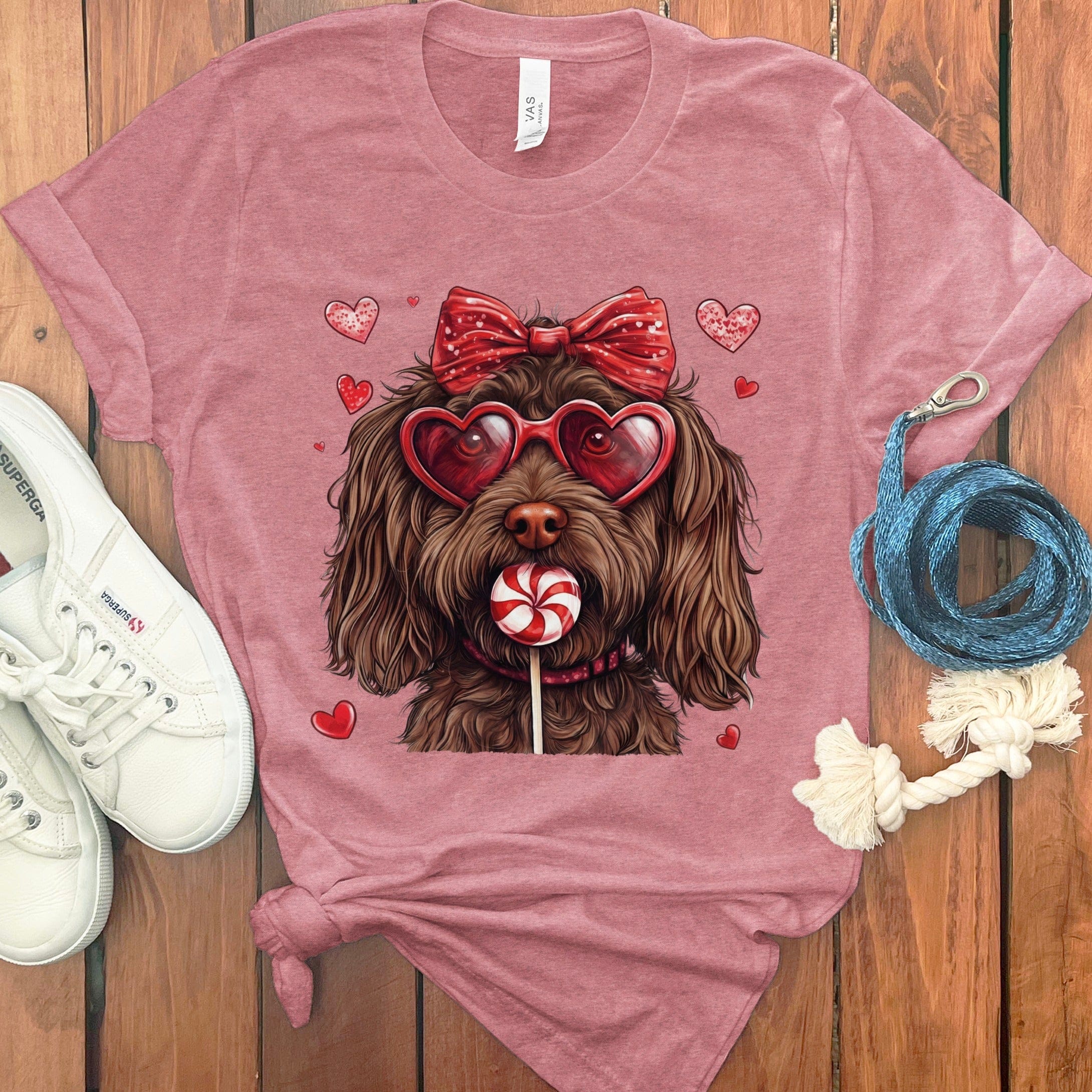 Chocolate Labradoodle Coquette T-Shirt in Heather Mauve / S by Puppy Jo