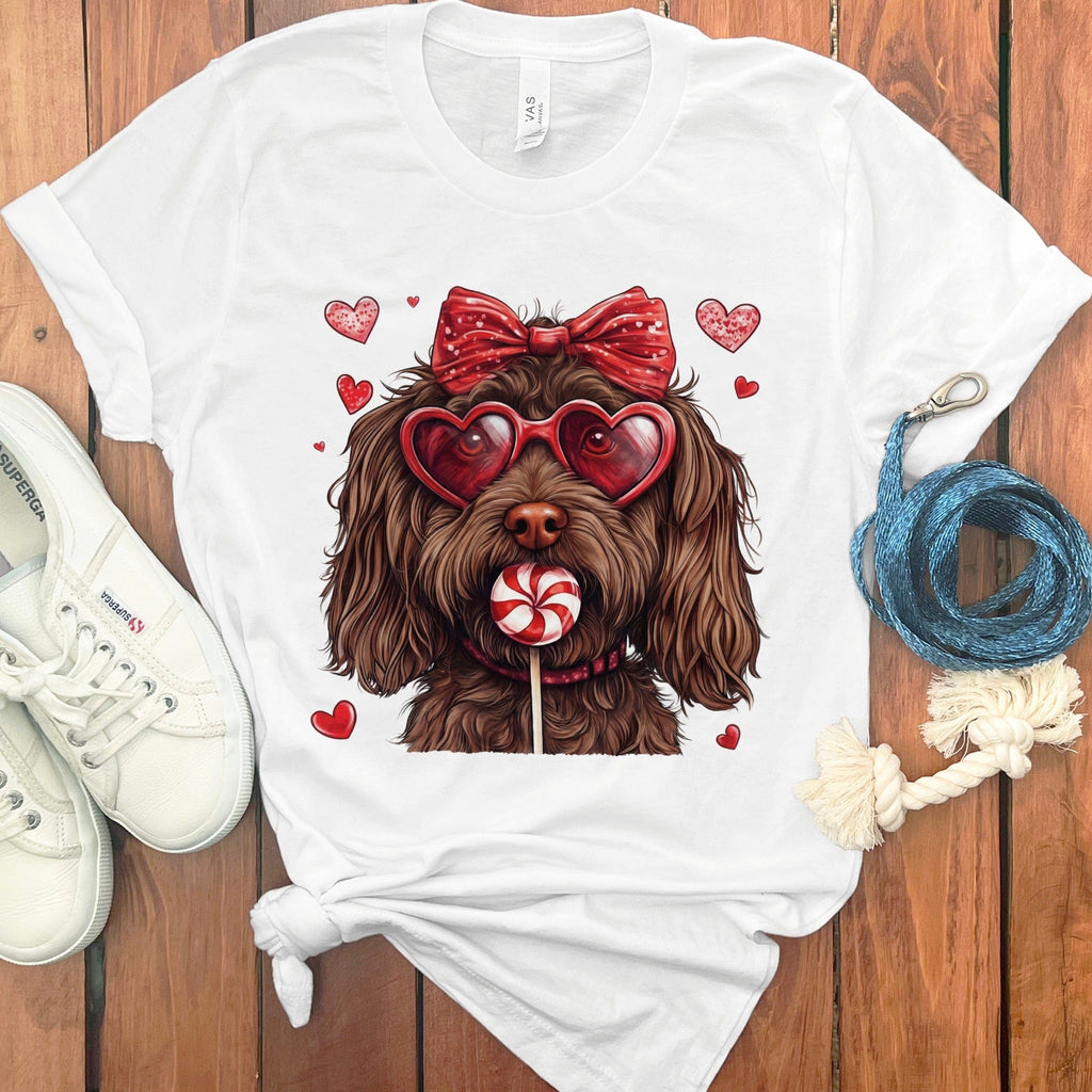 Chocolate Labradoodle Coquette T-Shirt in White / S by Puppy Jo