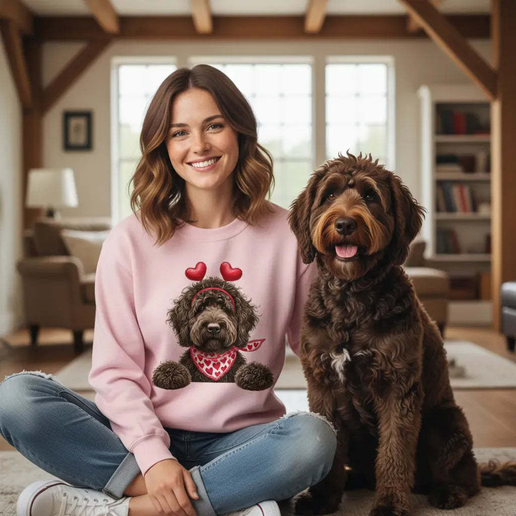 Chocolate Labradoodle Heart Sweatshirt in by Puppy Jo