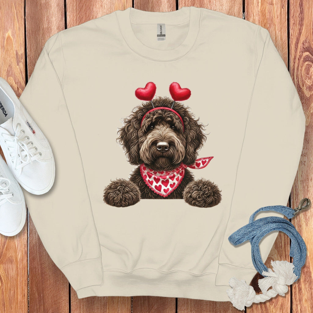 Chocolate Labradoodle Heart Sweatshirt in Sand / S by Puppy Jo