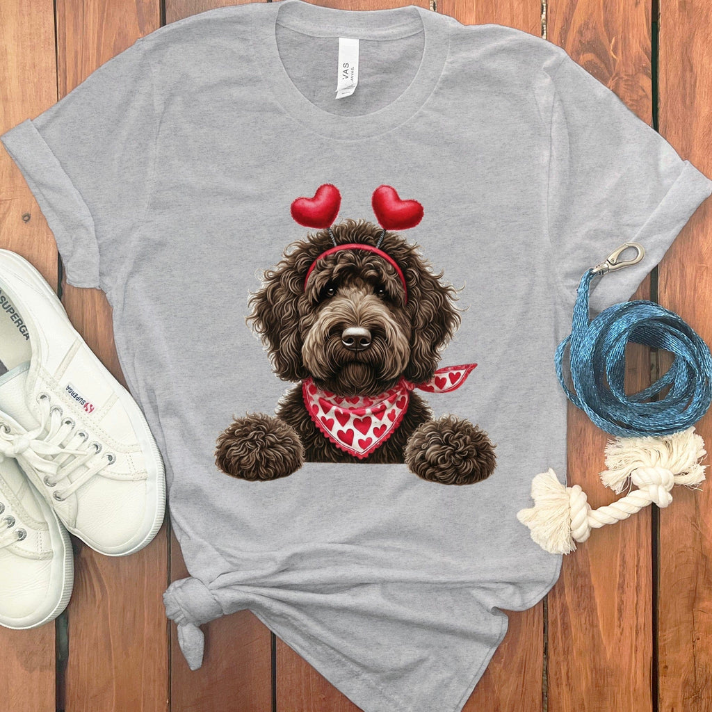 Chocolate Labradoodle Heart T-Shirt in Athletic Heather / S by Puppy Jo