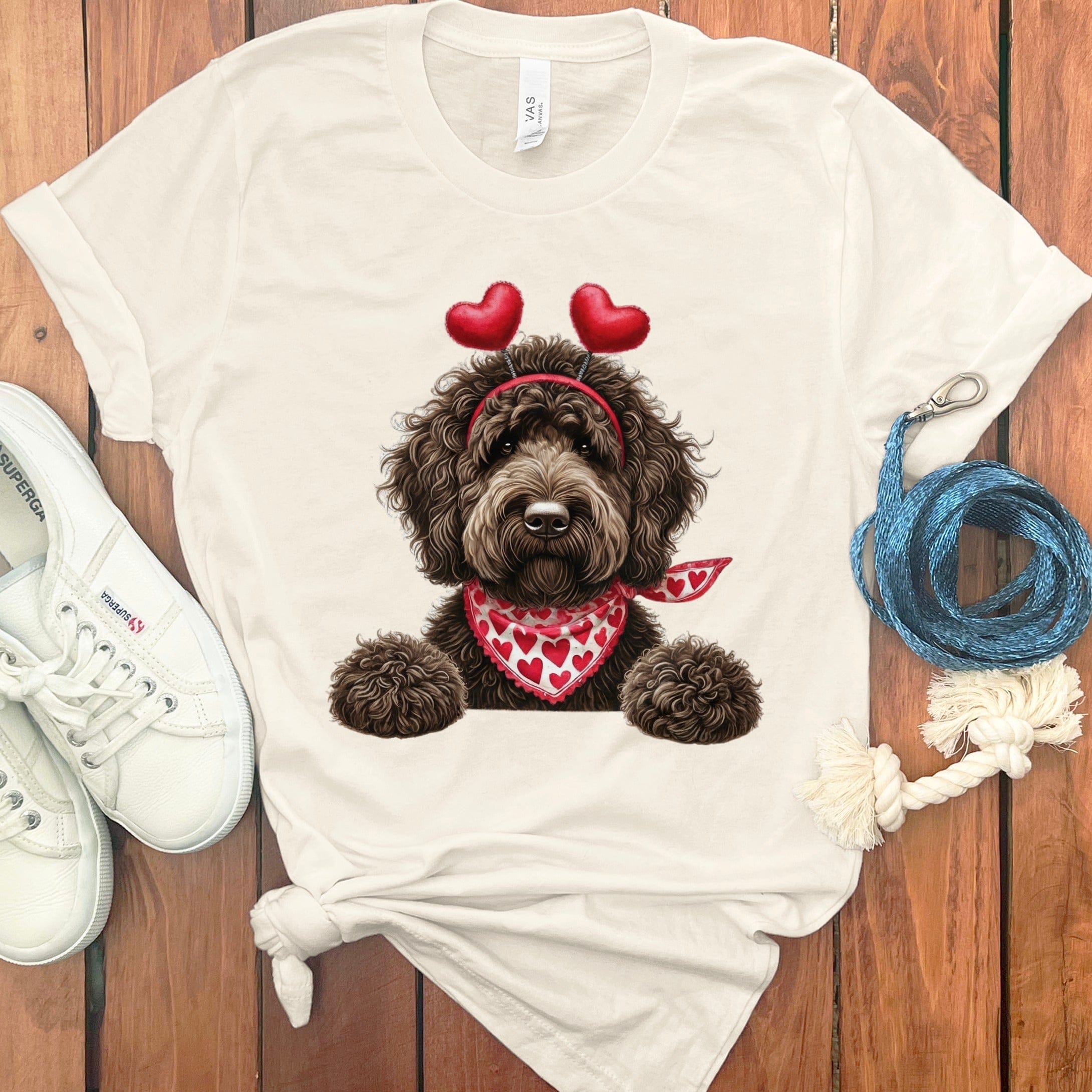 Chocolate Labradoodle Heart T-Shirt in Natural / S by Puppy Jo